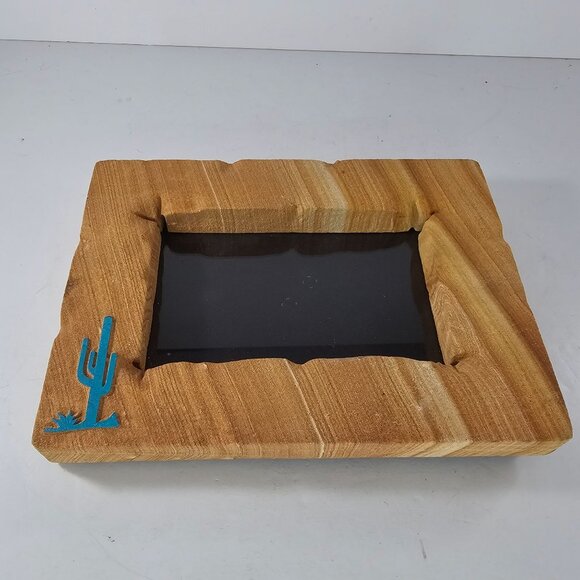 Arizona Sandstone Frame Natural Stone 4x6 Photo Cactus Southwest Joe Wilcox - Picture 2 of 8